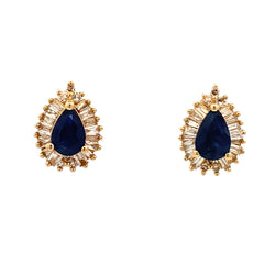 1.33ct Sapphire Diamond Earrings 14KT Yellow Gold