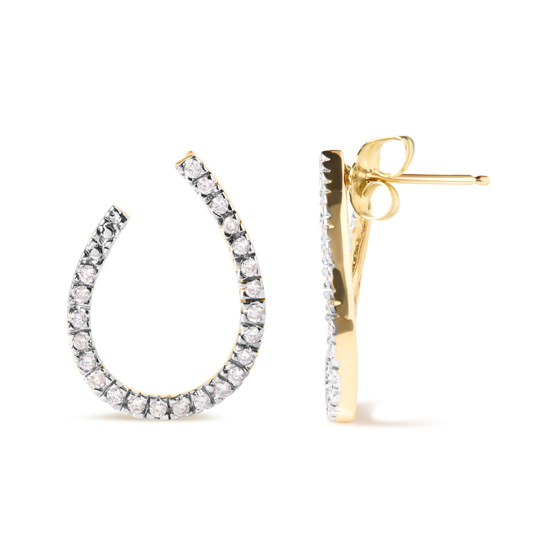 10K Yellow Gold 1/2 cttw Round-cut Diamond Hoop Earrings (H-I Color, I1-I2 Clarity)