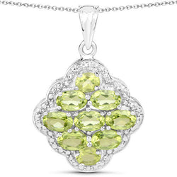 3.57 Carat Genuine Peridot .925 Sterling Silver Pendant