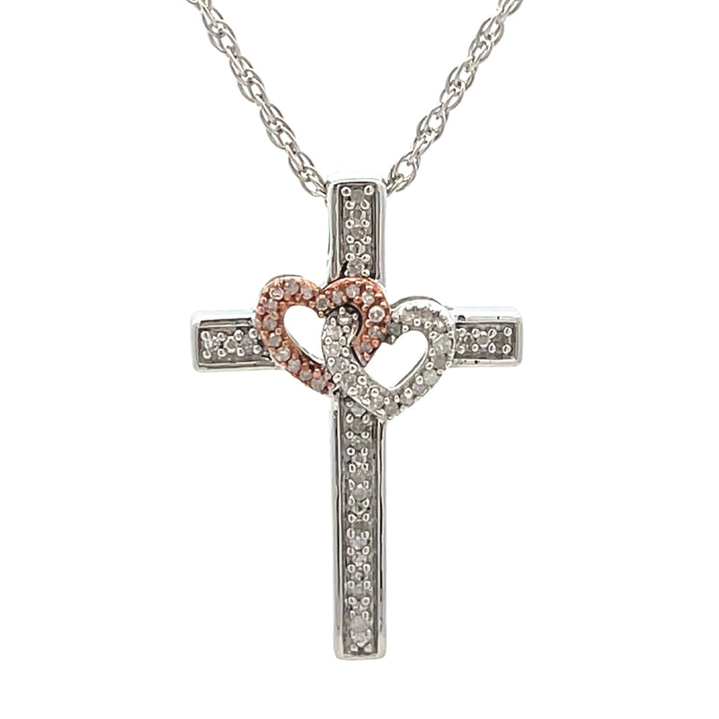 .11ct Cross Religious Pendant Sterling Silver 10KT Gold