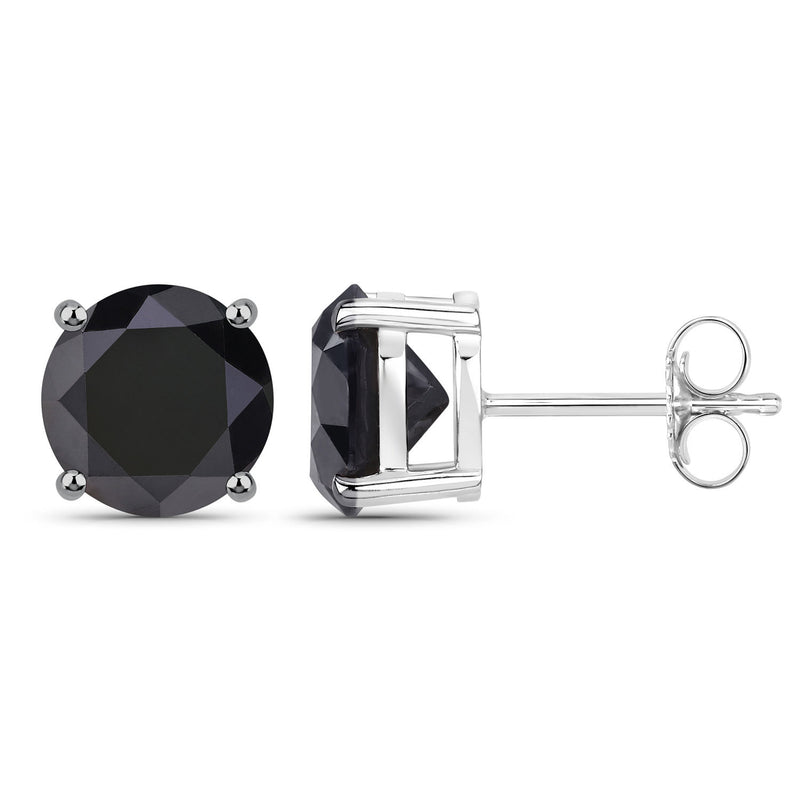 3.08 Carat Genuine Black Diamond 14K White Gold Earrings