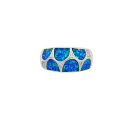 Genuine Created Opal Ring Sterling Silver