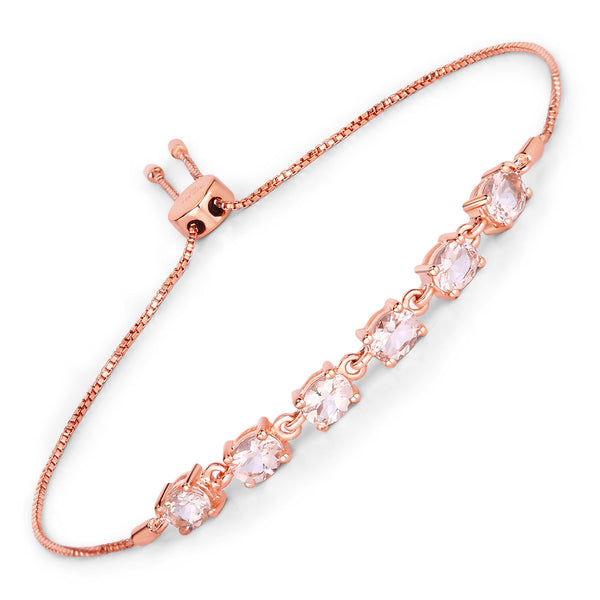 1.62 Carat Genuine Morganite .925 Sterling Silver Bracelet