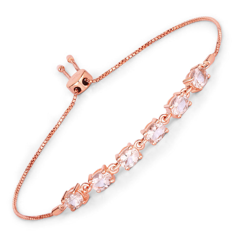 1.62 Carat Genuine Morganite .925 Sterling Silver Bracelet