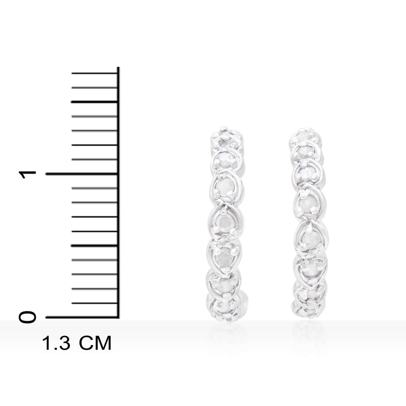 Rodium Plated 925 Sterling Silver 0.51 Diamond Earrings for Women