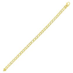 14k Yellow Gold Men's Bracelet with Rail Motif Links