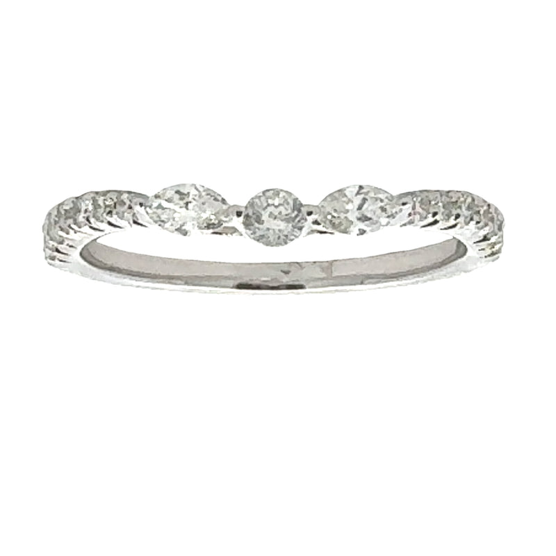 Natural .40ct Diamond Wedding Band Ring 14KT White Gold