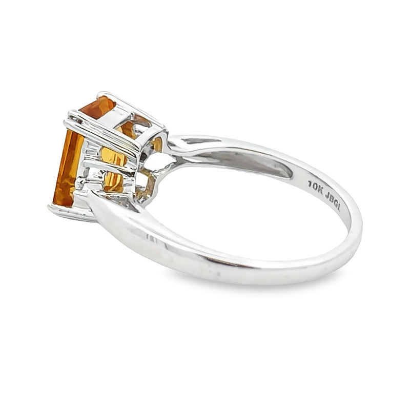 Natural 2.68ct Citrine Diamond Ring 10KT White Gold