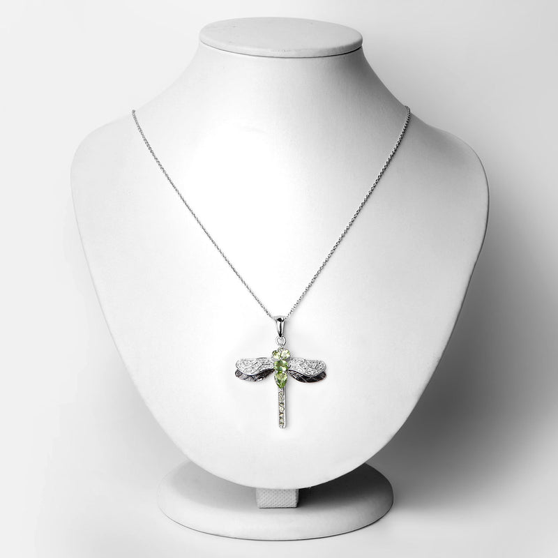 1.98 Carat Genuine Peridot and White Topaz .925 Sterling Silver Pendant