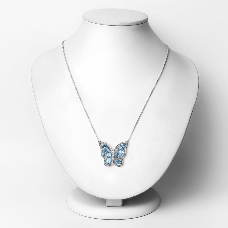 5.54 Carat Genuine Swiss Blue Topaz .925 Sterling Silver Necklace