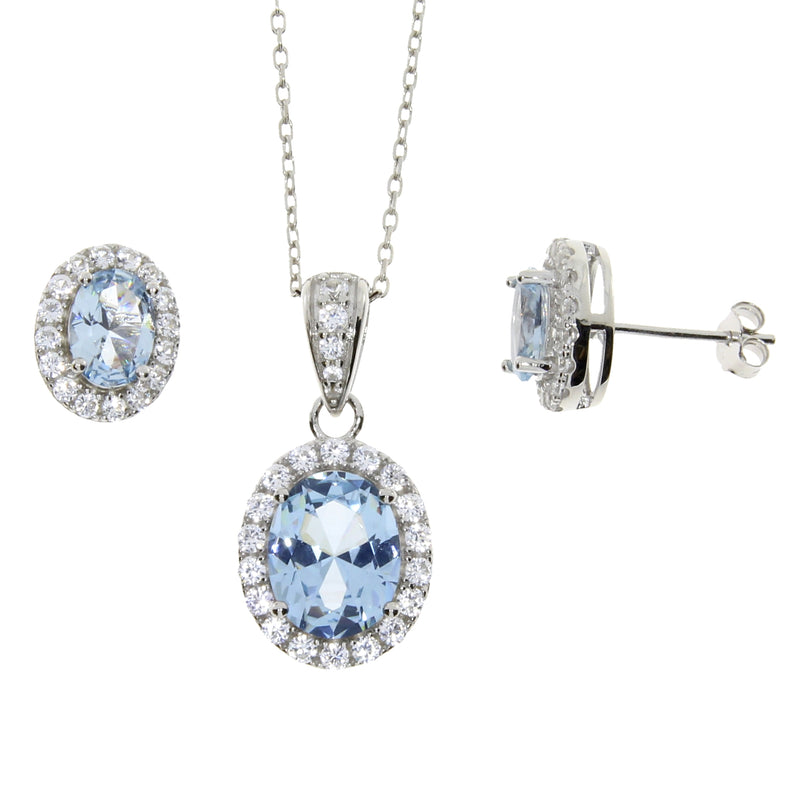 3.75ct Created Aquamarine Jewelry sets Sterling Silver