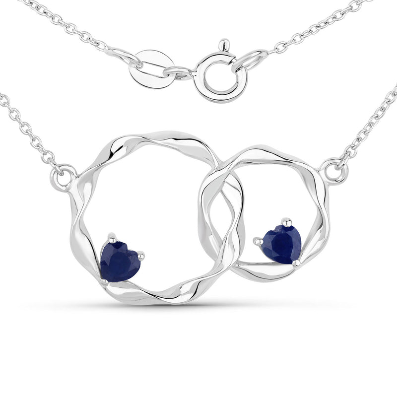 0.70 Carat Genuine Blue Sapphire .925 Sterling Silver Pendant