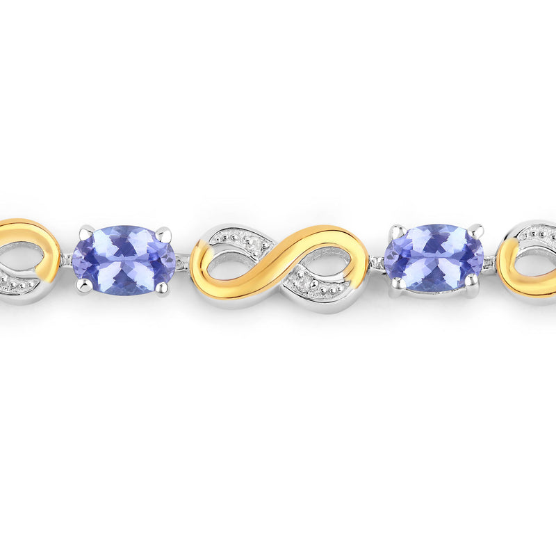 1.79 Carat Genuine Tanzanite and White Topaz .925 Sterling Silver Bracelet