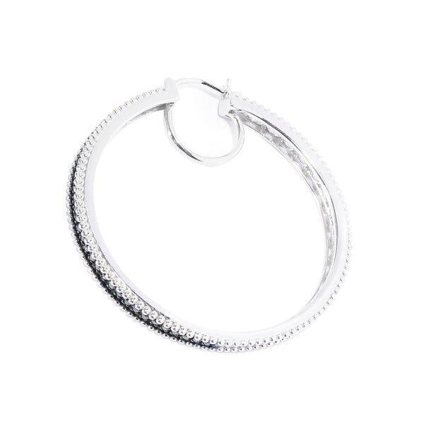 Sterling Silver with 0.50 CTTW Genuine Red Diamond Hoop Earring