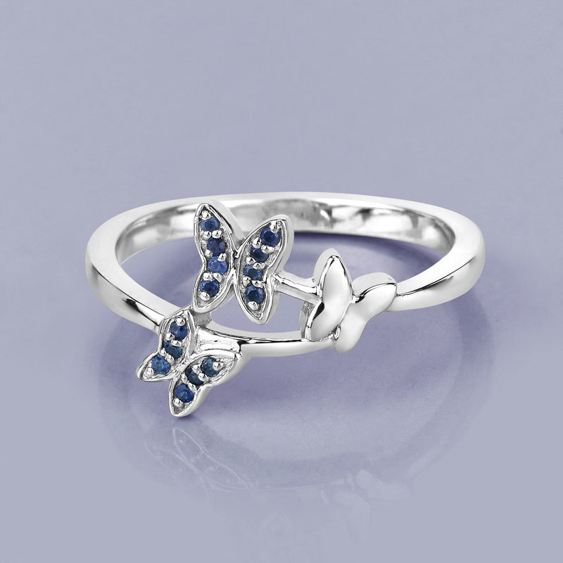 0.14 Carat Genuine Blue Sapphire .925 Sterling Silver Ring