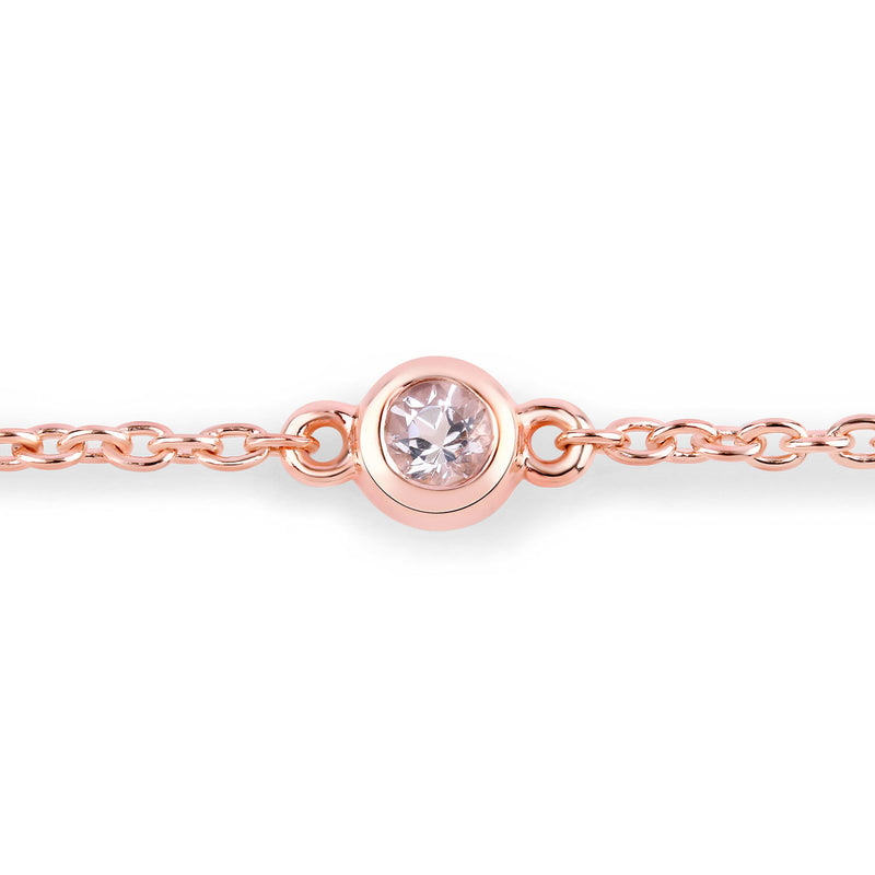 0.45 Carat Genuine Morganite .925 Sterling Silver Bracelet