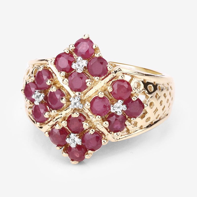 2.13 Carat Genuine Ruby and White Topaz .925 Sterling Silver Ring