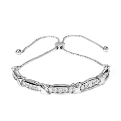 .925 Sterling Silver 1/10 Cttw Diamond X Link Bolo Bracelet (I-J Color, I2-I3 Clarity)