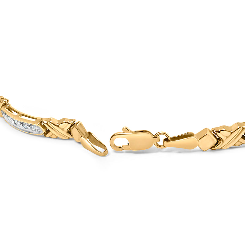 10K Yellow Gold 1/2 Cttw Diamond X-Link 7" Bracelet (I-J Color, I1-I2 Clarity)