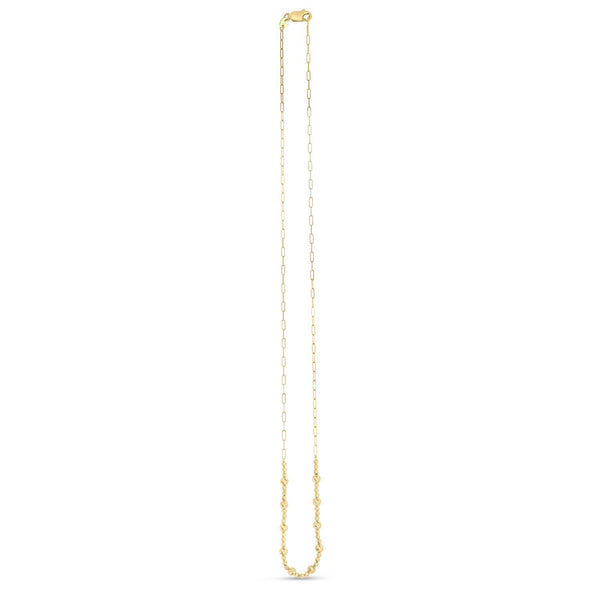 14k Yellow Gold Bead Paperclip Necklace