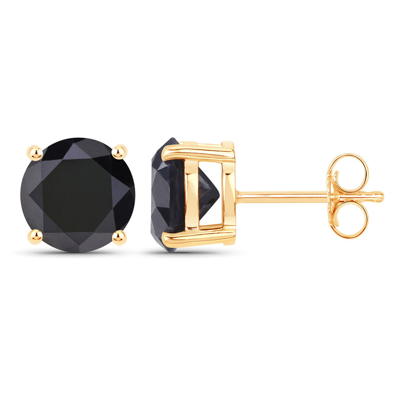 4.12 Carat Genuine Black Diamond 14K Yellow Gold Earrings