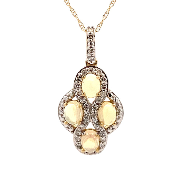 .18ct Opal Diamond Fashion Pendants 10KT Yellow Gold