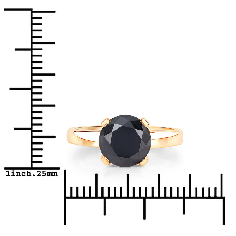 3.00 Carat Genuine Black Diamond 14K Yellow Gold Ring