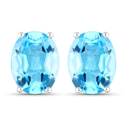 4.00 Carat Genuine Swiss Blue Topaz .925 Sterling Silver Earrings