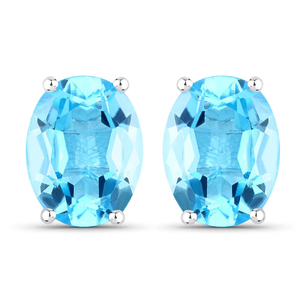 4.00 Carat Genuine Swiss Blue Topaz .925 Sterling Silver Earrings