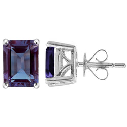 V3 Jewelry 925 Sterling Silver with Emerald Cut 7.80CT Color Changing Alexandrite Stud Earrings