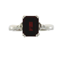 Genuine 2.17ct Garnet Diamond Ring 10KT White Gold