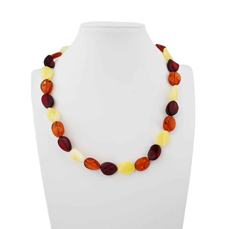 Multi Color Amber Graduated Bead Statement Necklace