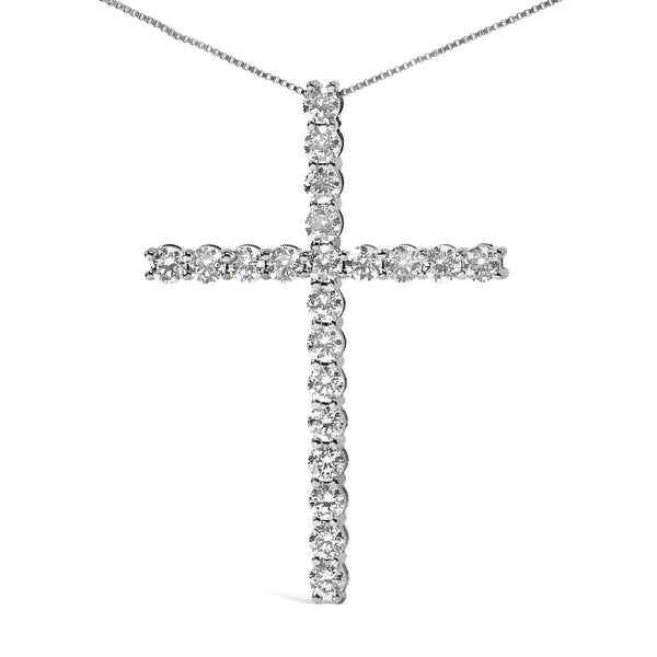 14K White Gold 4.0 Cttw Lab Grown Diamond Cross 18" Inch Pendant Necklace (F-G Color, VS2-SI1 Clarity)