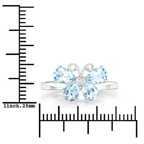 1.67 Carat Genuine Blue Topaz and Created White Sapphire .925 Sterling Silver Ring