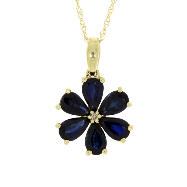 Sapphire Diamond Fashion Pendants 14KT Yellow Gold