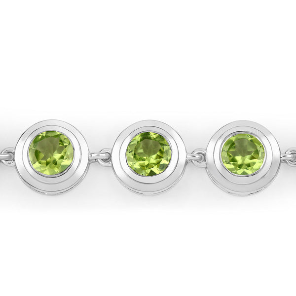 4.00 Carat Genuine Peridot .925 Sterling Silver Bracelet