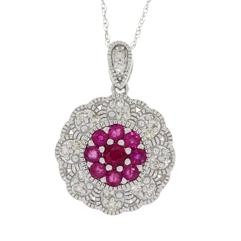 .65ct Ruby Diamond Fashion Pendants 14KT White Gold