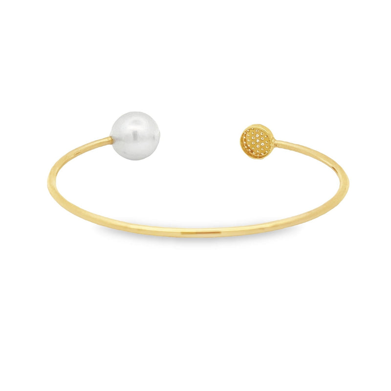 .13ct South Sea Pearl Bangle Bracelet 18KT Yellow Gold