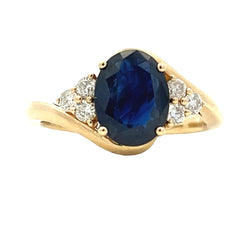 Natural 2.53ct Sapphire Diamond Ring 14KT Yellow Gold