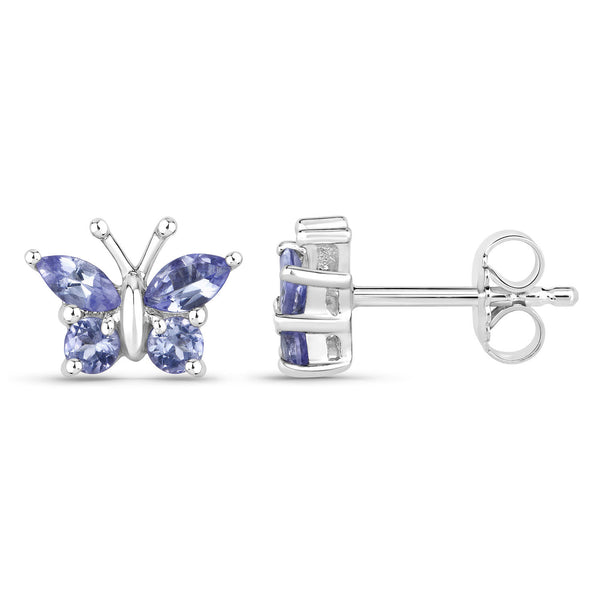 0.60 Carat Genuine Tanzanite .925 Sterling Silver Earrings