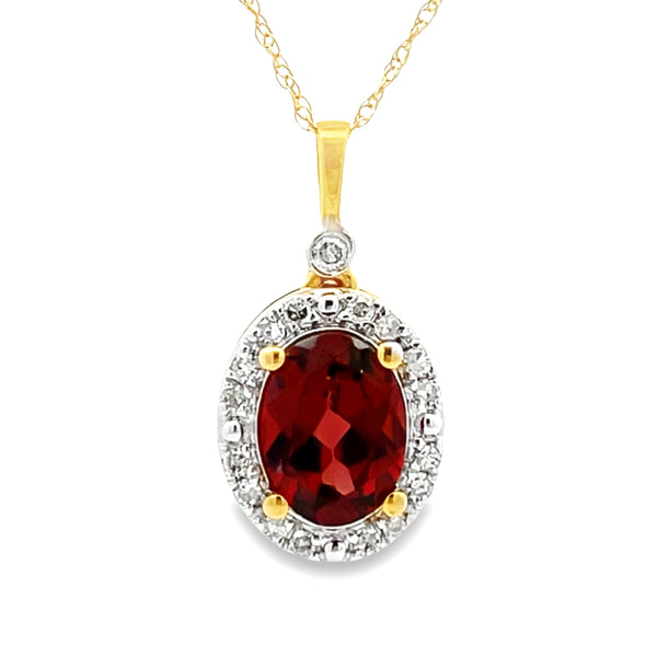 .12ct Garnet Diamond Fashion Pendants 10KT Yellow Gold