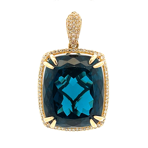 London Blue Topaz Fashion Pendants 14KT Yellow Gold