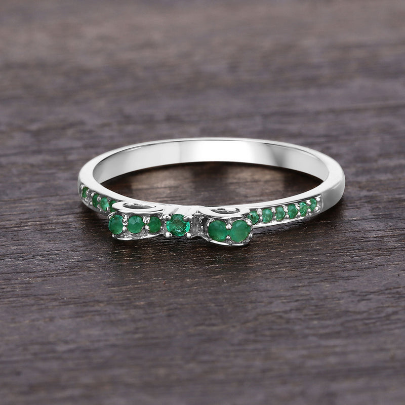 0.27 Carat Genuine Zambian Emerald 14K White Gold Ring