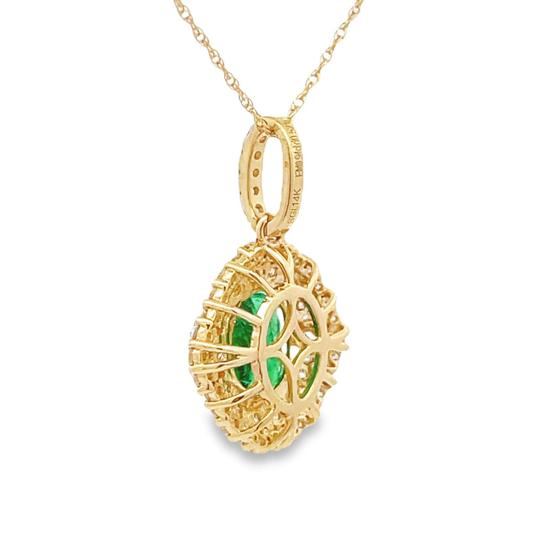 Emerald Diamond Fashion Pendants 14KT Yellow Gold