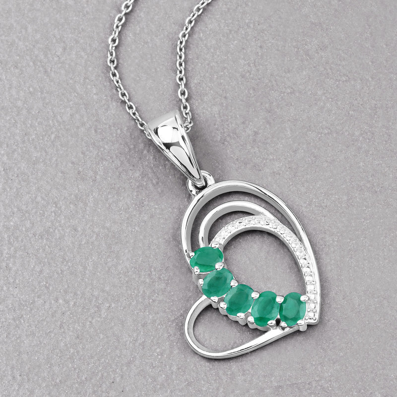 0.70 Carat Genuine Emerald .925 Sterling Silver Pendant