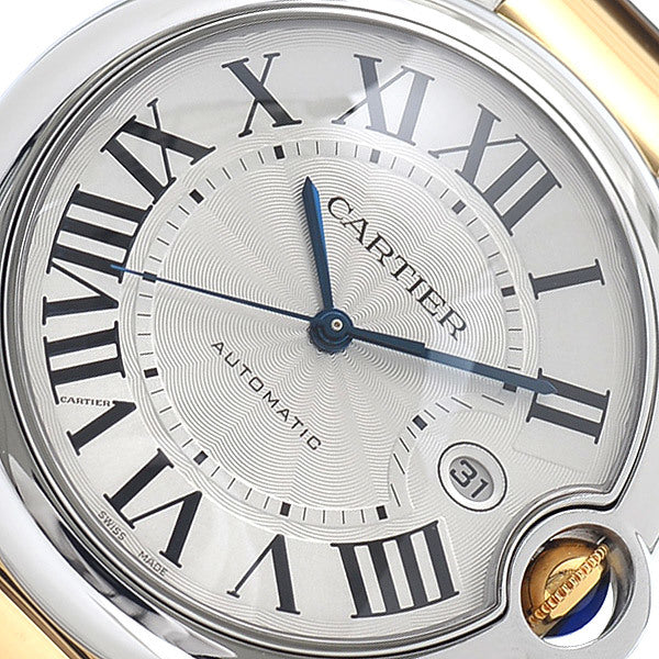 Cartier Baron Blue LM Combination Silver Dial K18YG Stainless Steel Automatic W69009Z3 Mens Watch