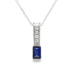 .06ct Created Sapphire Fashion Pendants 10KT White Gold