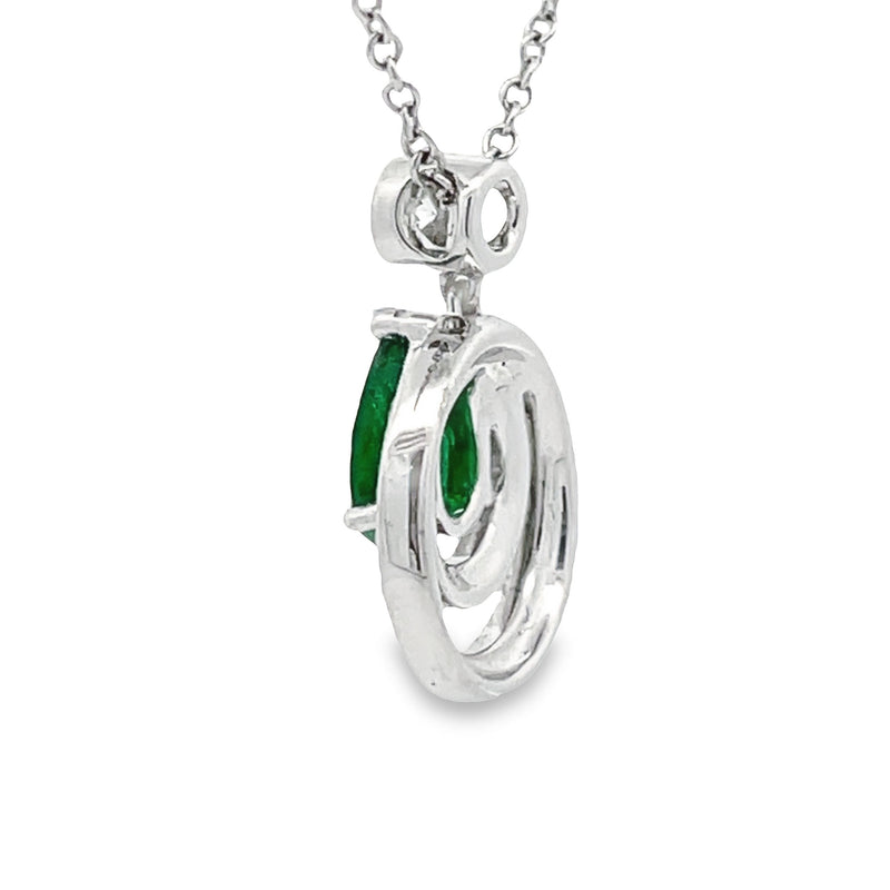 .75ct Emerald Diamond Fashion Pendants 18KT White Gold