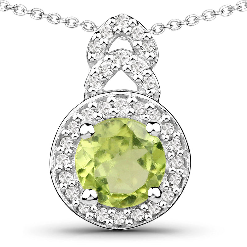 2.68 Carat Genuine Peridot and White Topaz .925 Sterling Silver Jewelry Set