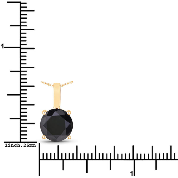 3.12 Carat Genuine Black Diamond 14K Yellow Gold Pendant